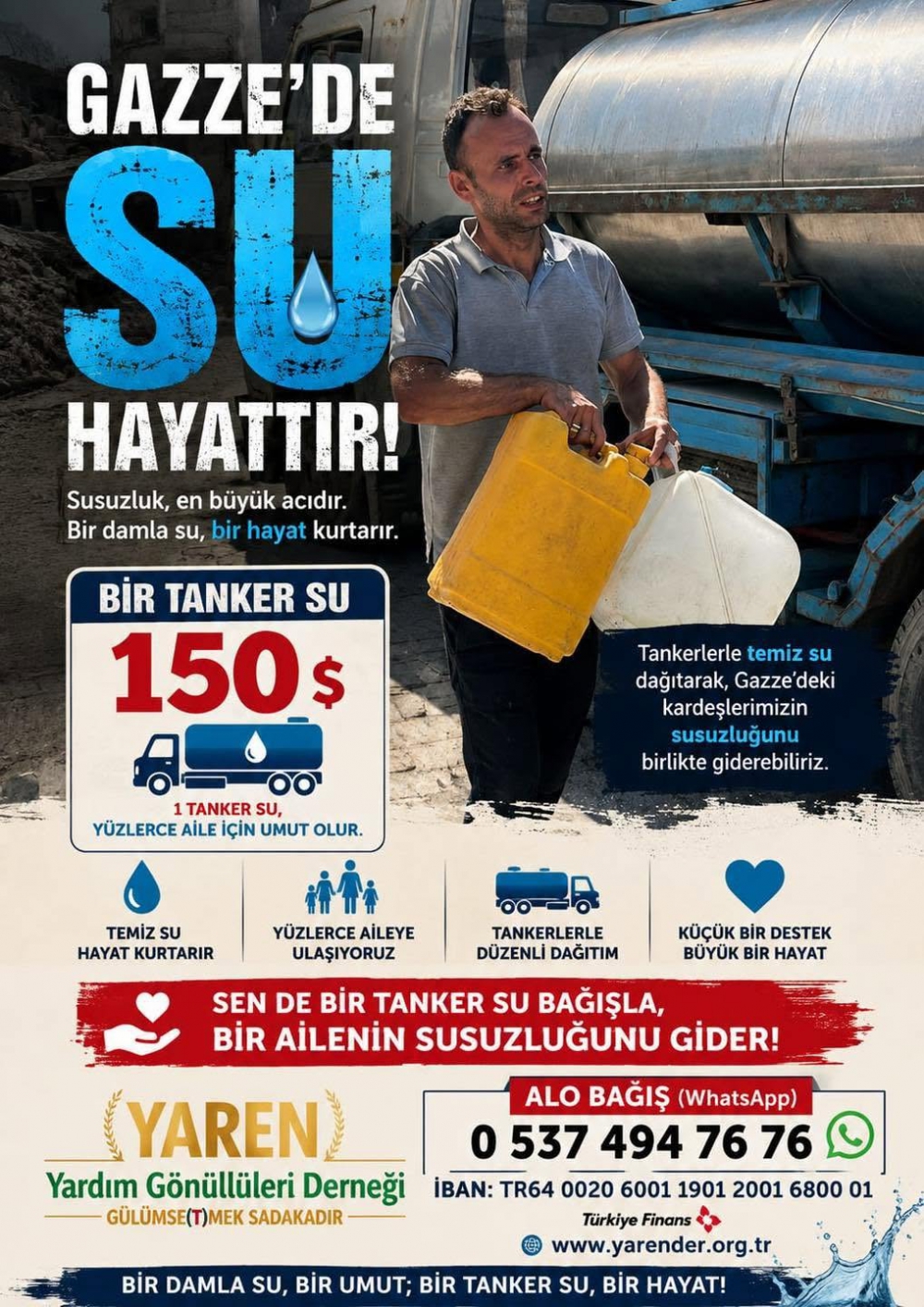ACİLL GAZZE-2026 SU TANKERİ YARDIMI…